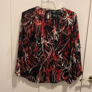 Petite red, black and white blouse. Alfani.